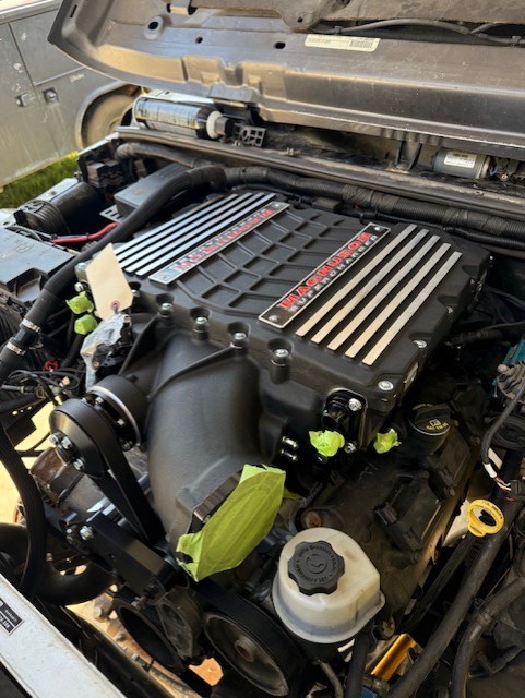 Magnuson supercharger installed on a truck engine
